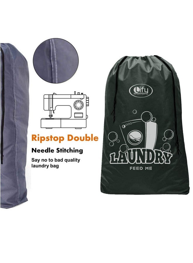 Lify حقيبة غسيل نايلون ليفي - هذه الحقائب XL (45X31 بوصة) و M(31X21.5 بوصة) ستناسب سلة الغسيل وقوية بما يكفي لحمل ما يصل إلى ثلاث حمولات من الملابس (رمادي) - عبوة من 2 قطعة - Image 5