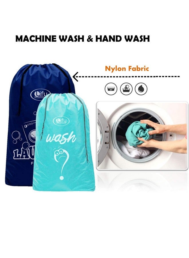 Lify حقيبة غسيل نايلون ليفي - هذه الحقائب XL (45X31 بوصة) و M(31X21.5 بوصة) ستناسب سلة الغسيل وقوية بما يكفي لحمل ما يصل إلى ثلاث حمولات من الملابس (رمادي) - عبوة من 2 قطعة - Image 3