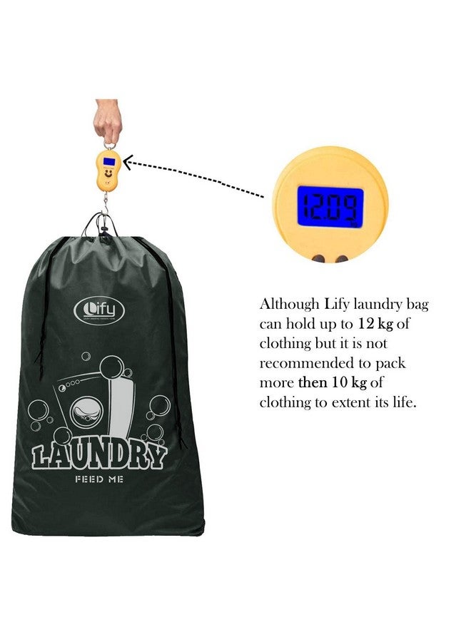 Lify حقيبة غسيل نايلون ليفي - هذه الحقائب XL (45X31 بوصة) و M(31X21.5 بوصة) ستناسب سلة الغسيل وقوية بما يكفي لحمل ما يصل إلى ثلاث حمولات من الملابس (رمادي) - عبوة من 2 قطعة - Image 4
