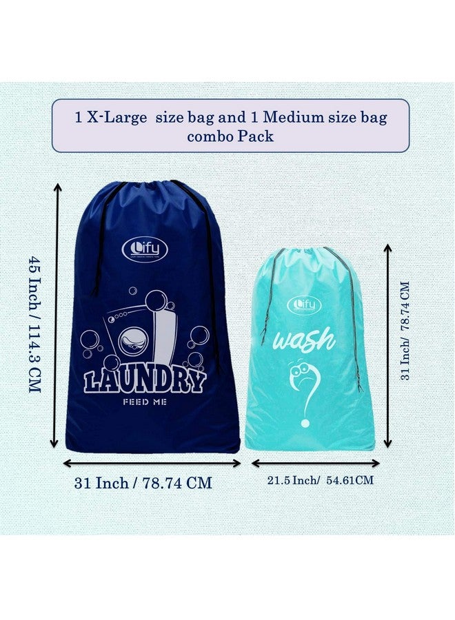 Lify حقيبة غسيل نايلون ليفي - هذه الحقائب XL (45X31 بوصة) و M(31X21.5 بوصة) ستناسب سلة الغسيل وقوية بما يكفي لحمل ما يصل إلى ثلاث حمولات من الملابس (رمادي) - عبوة من 2 قطعة - Image 2