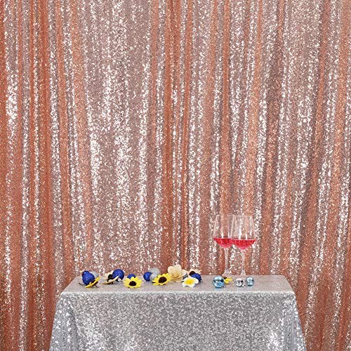 SquarePie Sequin Backdrop 6FT x 8FT Rose Gold Curtain Background for Wedding Party - Image 2