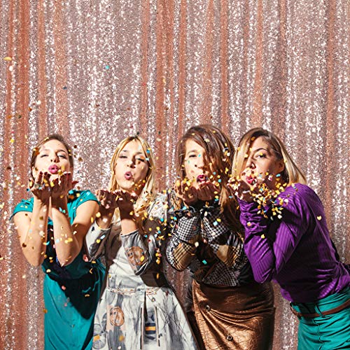 SquarePie Sequin Backdrop 6FT x 8FT Rose Gold Curtain Background for Wedding Party - Image 4