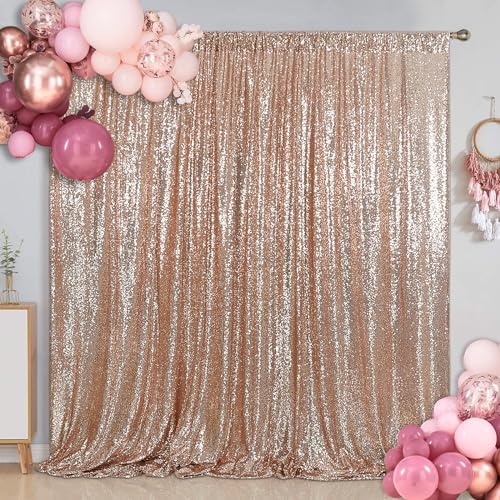 SquarePie Sequin Backdrop 6FT x 8FT Rose Gold Curtain Background for Wedding Party - Image 1