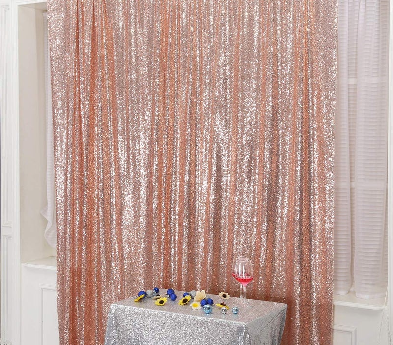 SquarePie Sequin Backdrop 6FT x 8FT Rose Gold Curtain Background for Wedding Party - Image 3