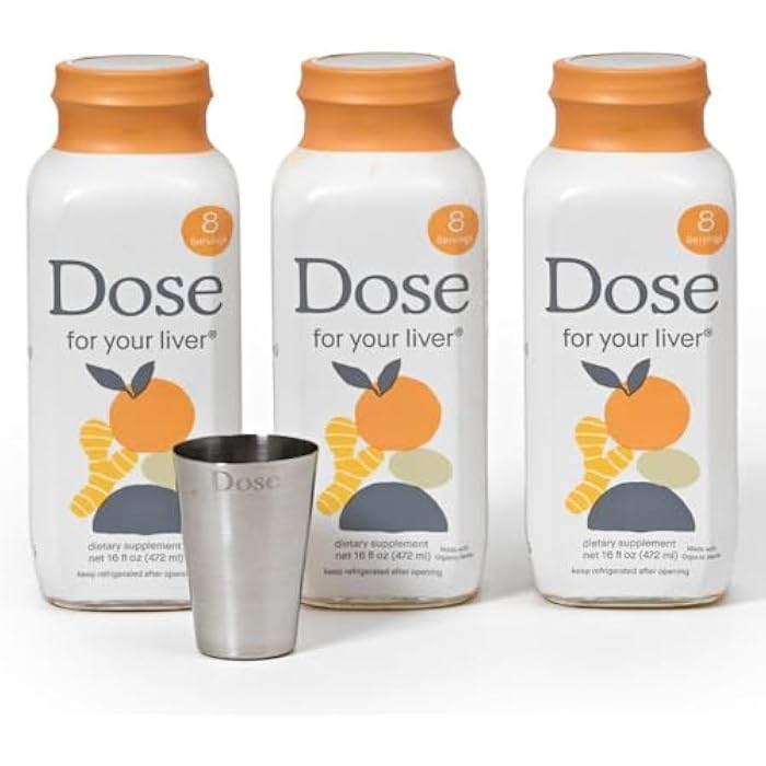 Dose for Your Liver Cleanse Detox & Repair, Made with Organic Milk Thistle Supplement with Turmeric, Dandelion, Ginger, and Orange, Supports Healthy Liver Function,16oz Bottle, 3 Pack (3 Week Supply) - Image 1