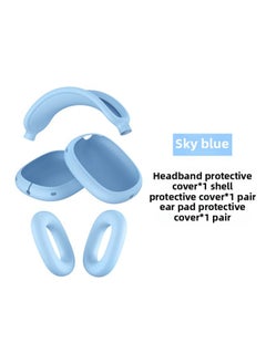 Suitable For Apple Headphone Case Airpods Max Protective Case Head-Mounted Earphone Case Silicone Protective Cover Case-Color:Max Sky Blue 3-piece Set (shell Set * 1 Pair Beam Set * 1 Ear Cushion Set * 1 Pair)-Applicable Model:AirPodsMax