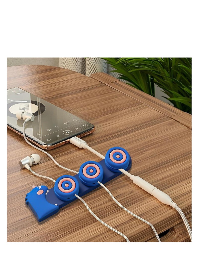 Magnetic Cable Clips, Home Cable Management Holder with 3 Brackets, Desktop Cord Management Wires Organizers for Home, Office, Nightstand, Blue, 1 Pcs - Image 2