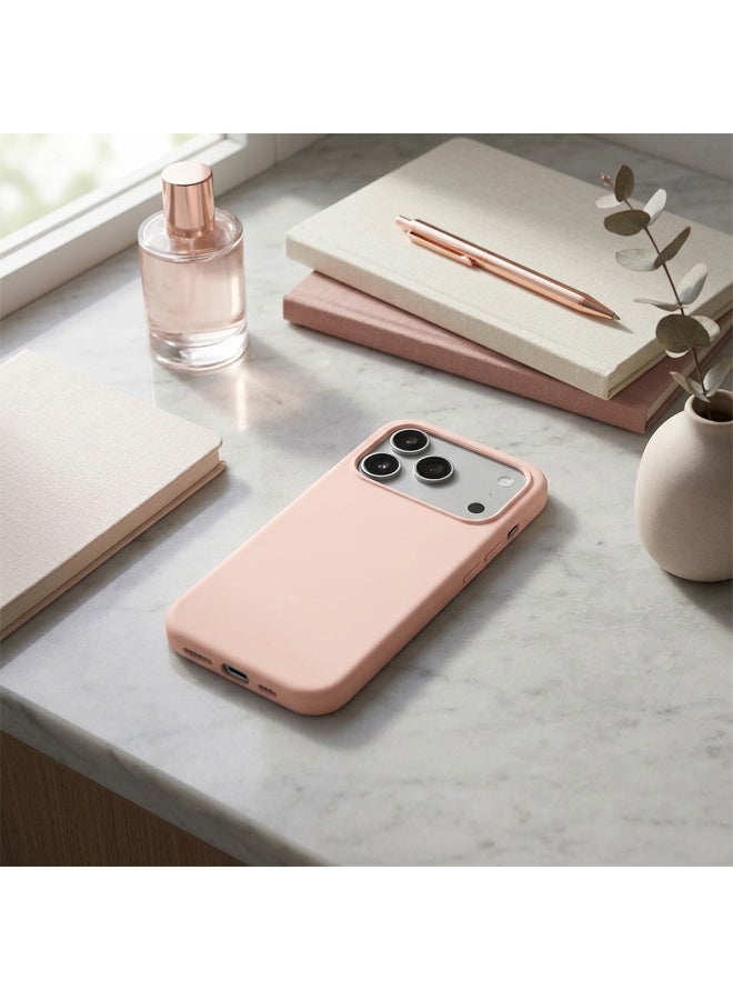 Mobcos iPhone 17 Pro Pink Elite Logo Premium Silicone Magnetic Wireless Charging Case for iPhone | Silky Soft Touch | Military-Grade Shockproof Protection | Strong Magnetic Compatibility | Luxury Slim Cover - Image 5