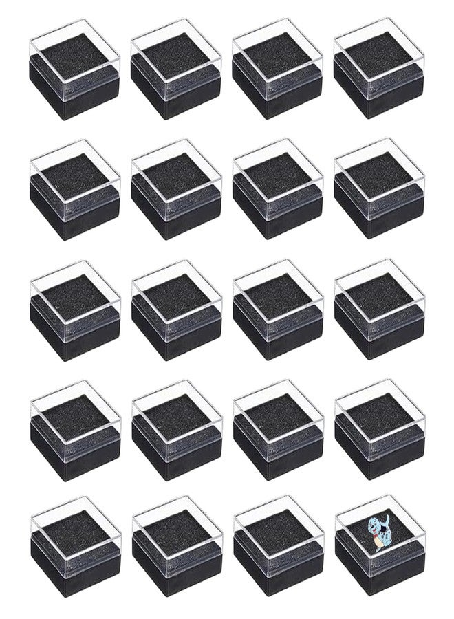TTFdacai 20 Pcs Clear Plastic Gift Box For Pin 1.7x1.7x0.9inch Black Plastic Lapel Pin Storage Boxes for Badge Pin Crystal Coin Gemstone Jewelry Ring Storage Display, - Image 1