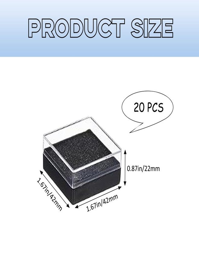 TTFdacai 20 Pcs Clear Plastic Gift Box For Pin 1.7x1.7x0.9inch Black Plastic Lapel Pin Storage Boxes for Badge Pin Crystal Coin Gemstone Jewelry Ring Storage Display, - Image 2