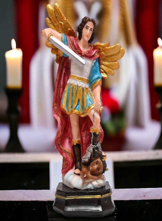 KariGhar Resin St Michael Statue The Archangel Idol Perfect for Home, Office, Prayer Room, Gifting and Decoration Multicolor, 6 x 11 x 20 Cm, Idol - Image 1