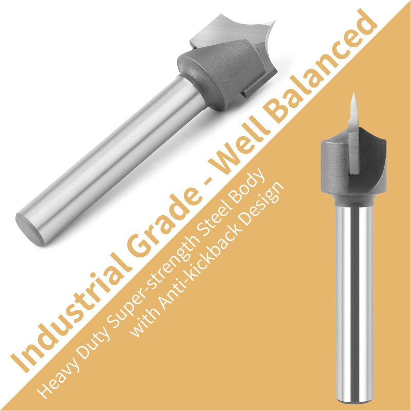 BINSTAK 1/4" Shank Point Cutting Roundover Router Bit 1/4" Radius, 1/2" Cutting Diameter Carbide Tipped Round Over Beading Bits for CNC Router Woodworking Carving/Engraving Tool - Image 4