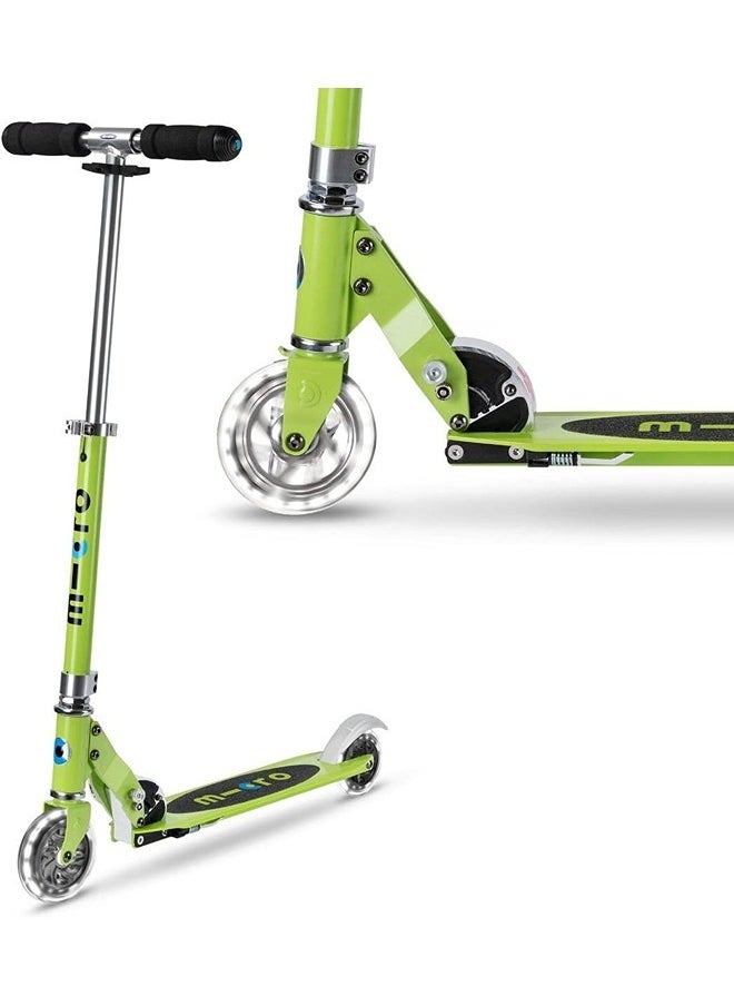 Micro Micro Scooters | Micro Sprite LED Children's Scooter SA0224| Handlebar Adjustable | Front Suspension | Foldable | Boys & Girls | 8yrs+ | Chartreuse  - Image 1