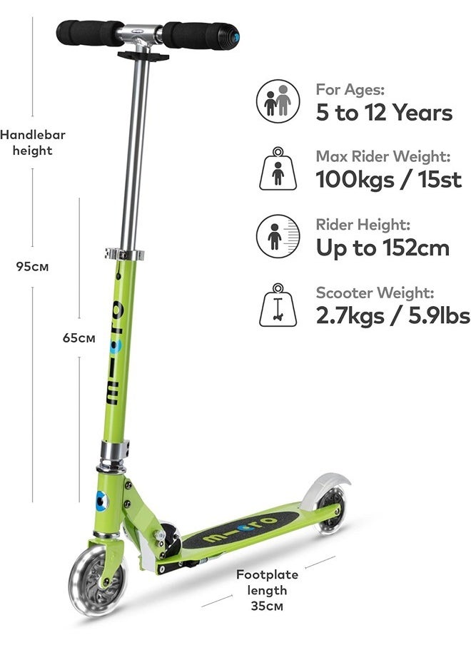 Micro Micro Scooters | Micro Sprite LED Children's Scooter SA0224| Handlebar Adjustable | Front Suspension | Foldable | Boys & Girls | 8yrs+ | Chartreuse  - Image 2
