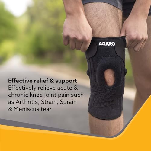 AGARO Knee Brace With Side Stabilizers & Patella Gel Pads, Adjustable Compression Knee Support Braces for Knee Pain, Arthritis, Joint Pain Relief, Injury Recovery - Image 2