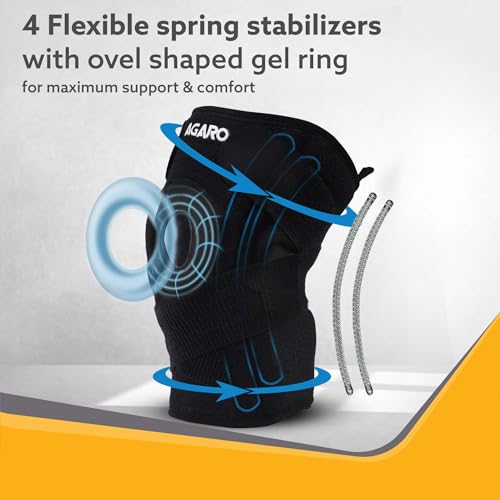 AGARO Knee Brace With Side Stabilizers & Patella Gel Pads, Adjustable Compression Knee Support Braces for Knee Pain, Arthritis, Joint Pain Relief, Injury Recovery - Image 3