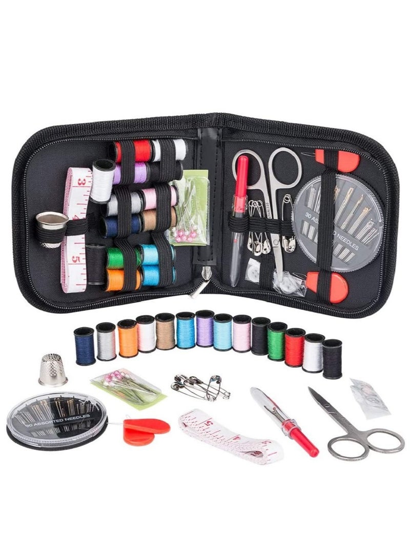 KASTWAVE Sewing Kit, KASTWAVE DIY Sewing Bag Supplies with Sewing Accessories, Portable Mini Sewing Kit for Beginner Stitching , Needlework and Emergency Clothing Fixes, with Premium Black Carrying Case - Image 1