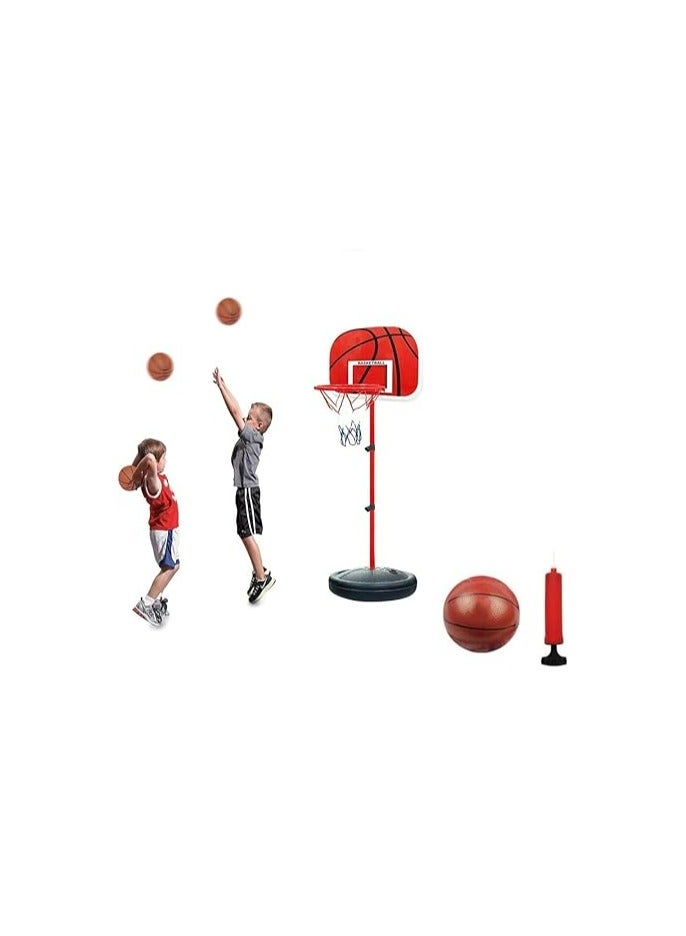 Basketball Hoop Stand with Wheel, Portable Adjustable Height Children Basketball Hoop with Ball & Pump, Indoor Outdoor Sport Activity Game Gift Toddler  - Image 1