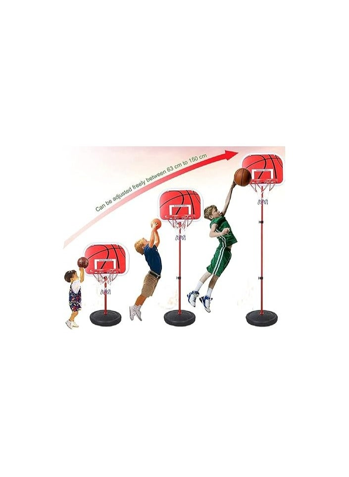 Basketball Hoop Stand with Wheel, Portable Adjustable Height Children Basketball Hoop with Ball & Pump, Indoor Outdoor Sport Activity Game Gift Toddler  - Image 2