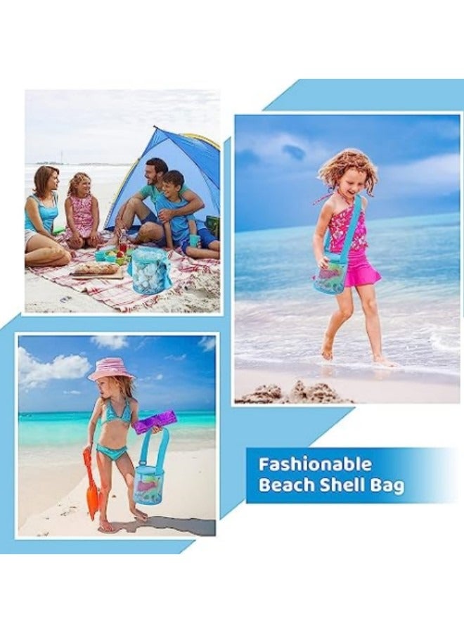 GGEROU 2Pcs Beach Toy Shell Bag for Kids,Mesh Beach Seashell Bag with Zipper and Adjustable Shoulder Strap for Holding Beach Toys Outdoor  - Image 3