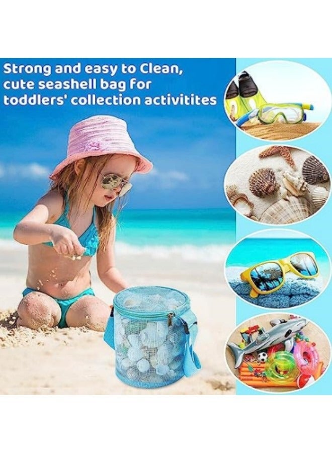 GGEROU 2Pcs Beach Toy Shell Bag for Kids,Mesh Beach Seashell Bag with Zipper and Adjustable Shoulder Strap for Holding Beach Toys Outdoor  - Image 2