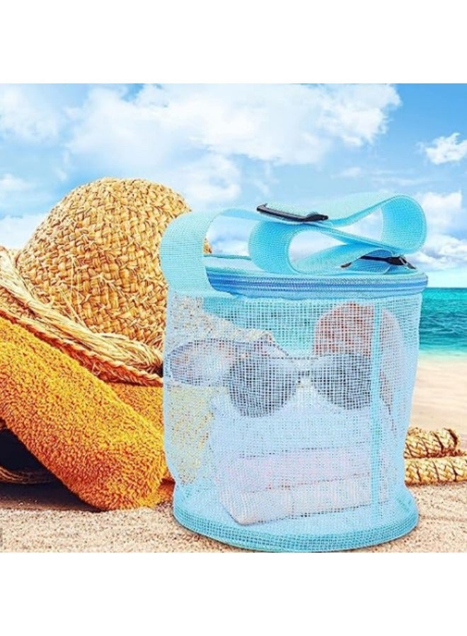 GGEROU 2Pcs Beach Toy Shell Bag for Kids,Mesh Beach Seashell Bag with Zipper and Adjustable Shoulder Strap for Holding Beach Toys Outdoor  - Image 4