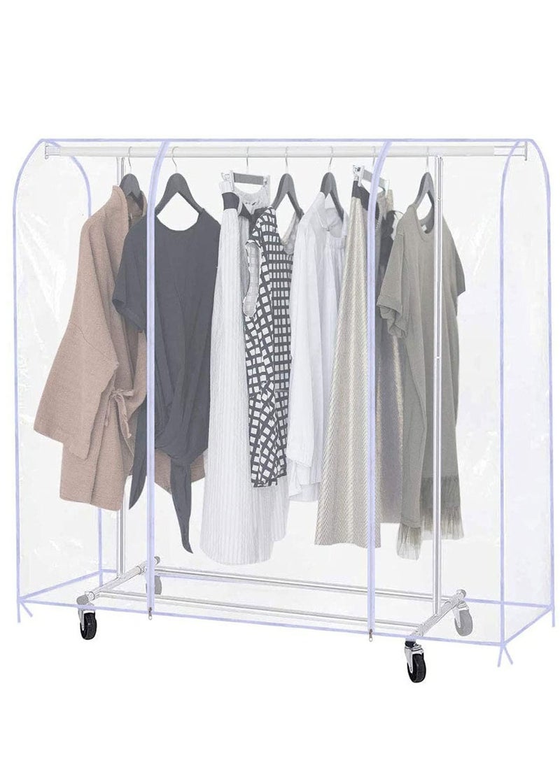 HomarKet Floor-Standing Hanger Dust Cover, Clear Garment Rack Cover For Rolling Clothes Rack Closet Storage, Garment Storage Bags with Zipper for Long Dresses, Suit, Coat, Dustproof Protector (180x150x50cm)  - Image 1