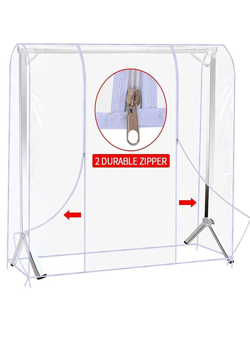 HomarKet Floor-Standing Hanger Dust Cover, Clear Garment Rack Cover For Rolling Clothes Rack Closet Storage, Garment Storage Bags with Zipper for Long Dresses, Suit, Coat, Dustproof Protector (180x150x50cm)  - Image 4