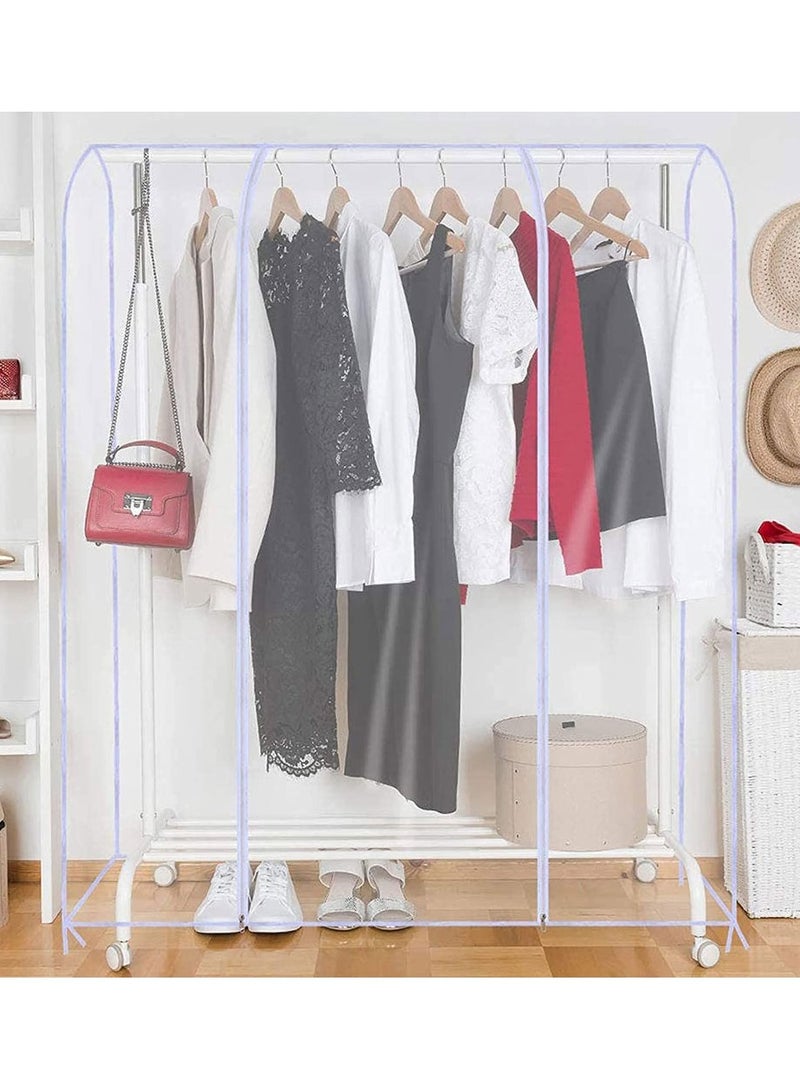 HomarKet Floor-Standing Hanger Dust Cover, Clear Garment Rack Cover For Rolling Clothes Rack Closet Storage, Garment Storage Bags with Zipper for Long Dresses, Suit, Coat, Dustproof Protector (180x150x50cm)  - Image 5
