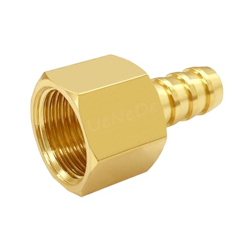 Uenede 6PCS Brass Hose Barb Fittings 1/4" NPT Female to 1/4" Barb Adapter Connector Include 6 Stainless Steel Clamps for Water/Oil/Gas - Image 5