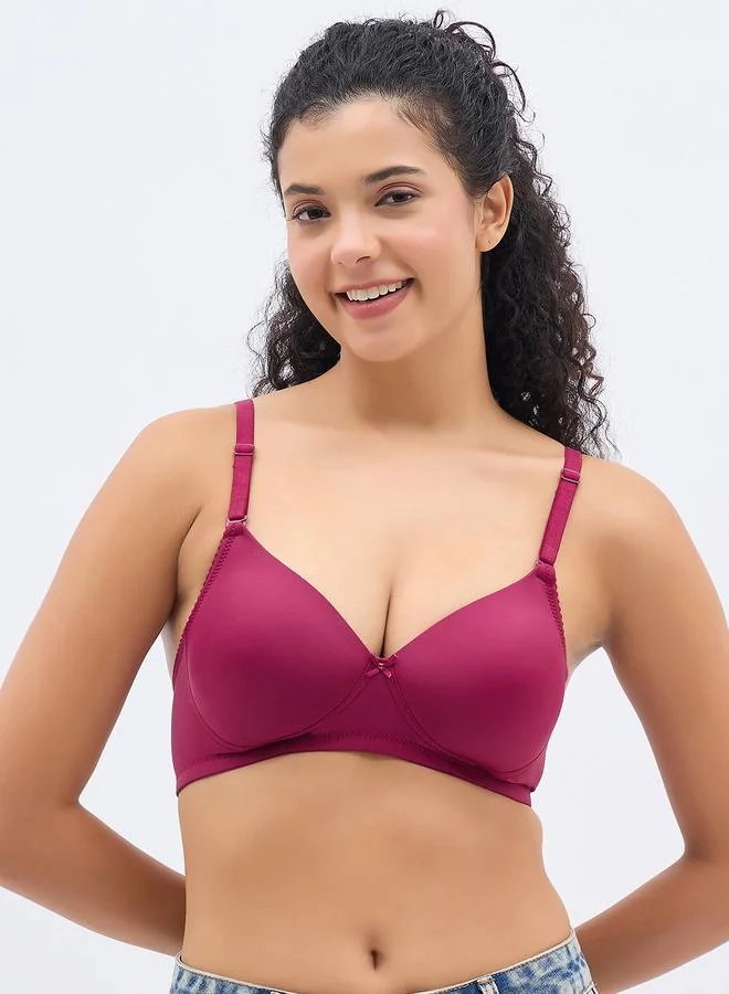 Clovia Maroon Padded Non-Wired Full Coverage Multiway T-Shirt Bra