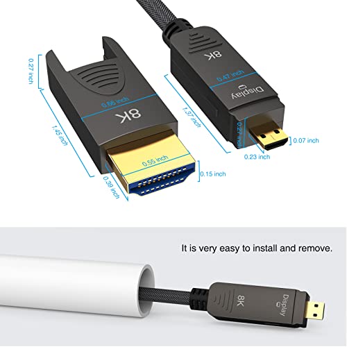 BIFALE 8K Fiber Optic HDMI 2.1 Cable 33ft, Detachable 8K HDMI 2.1 Cable Support eARC, 48Gbps, 8K@60Hz, 4K@120Hz with Dual Micro HDMI for RTX 3080/3090, Xbox Series X, PS5, Denon AV Receiver - Image 2