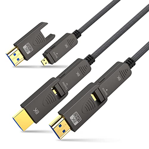 BIFALE 8K Fiber Optic HDMI 2.1 Cable 33ft, Detachable 8K HDMI 2.1 Cable Support eARC, 48Gbps, 8K@60Hz, 4K@120Hz with Dual Micro HDMI for RTX 3080/3090, Xbox Series X, PS5, Denon AV Receiver - Image 1
