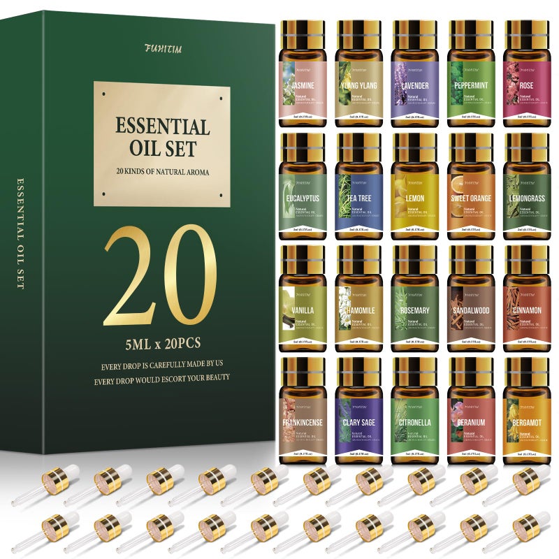 FUHITIM 90 Pcs Essential Oil Set - Essential Oils Gift Set Perfect for Diffuser, Massage,Soap, Candle Bath Bombs Making, 90x5 ML - Image 1