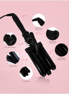 Couture Hair Pro 3 Barrel Ceramic Styler Waver For Beach - Premium Saloon Quality, 25Mm  - Image 2