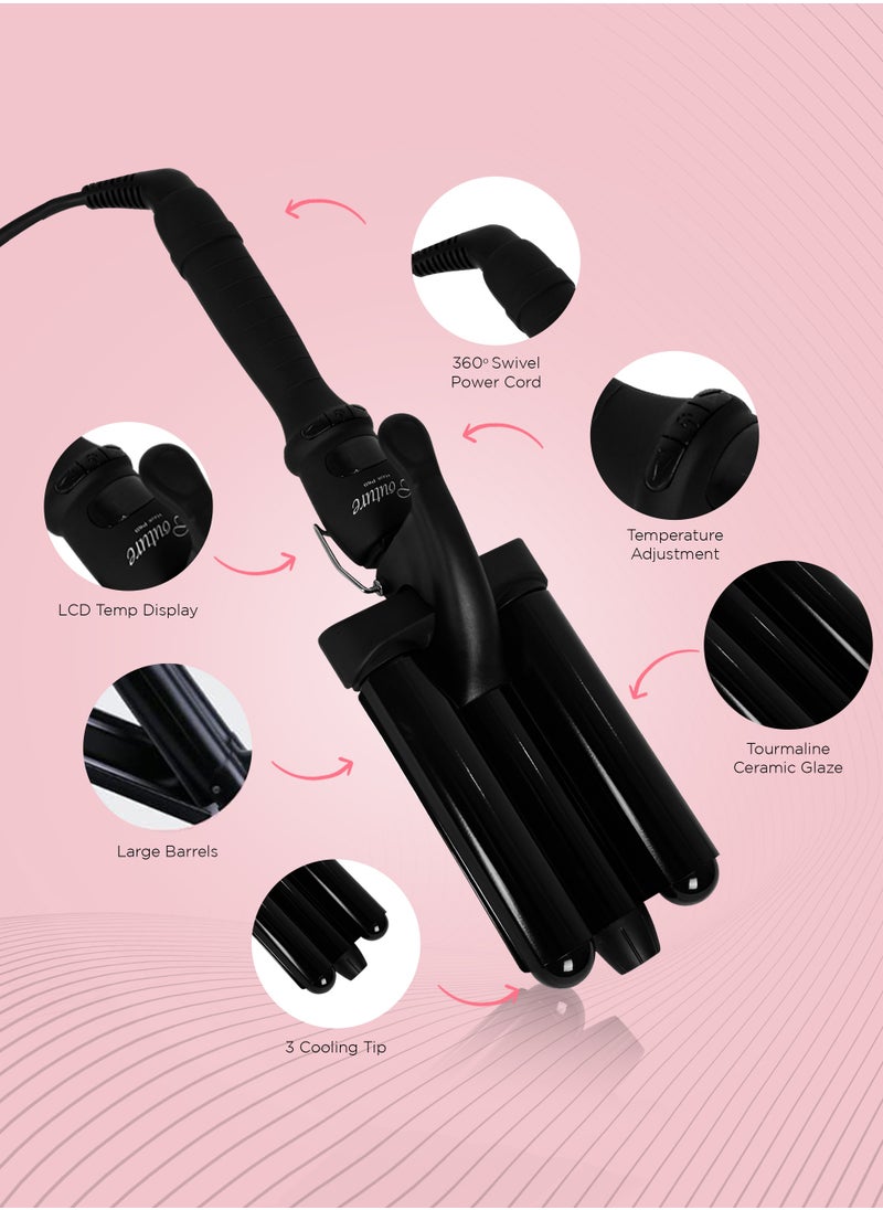 Couture Hair Pro 3 Barrel Ceramic Styler Waver For Beach - Premium Saloon Quality, 25Mm  - Image 2