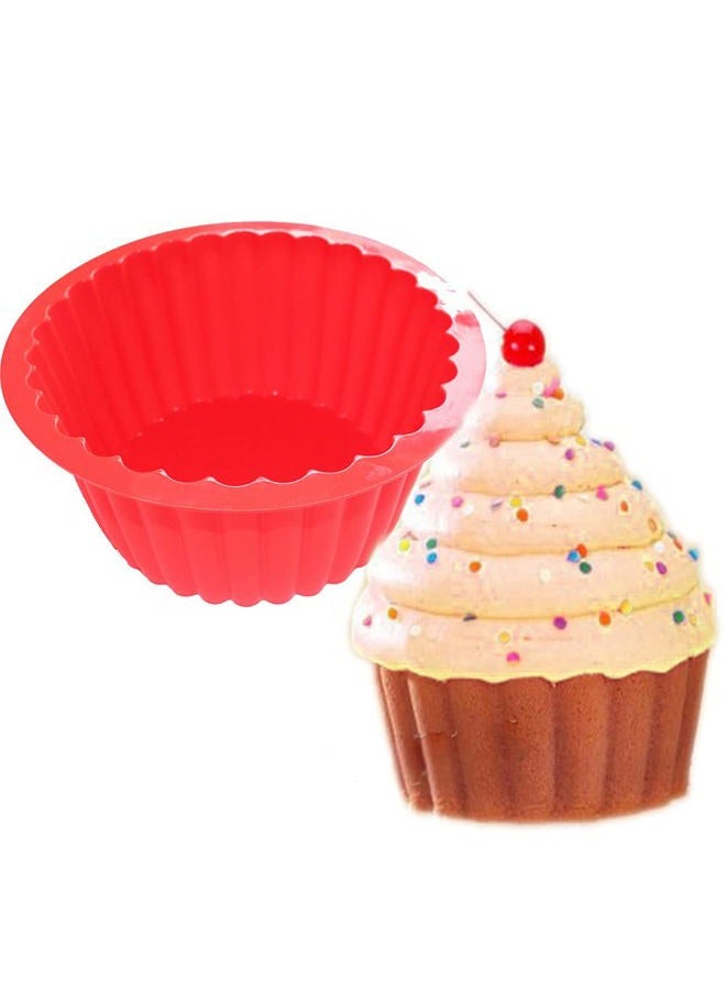 X-Haibei Giant Cupcake Baking Pan, Round Chocolate Cake Bread Silicone Mold Top Dia. 7.8inch, Bottom 5.3inch, Height 3.5 inch - Image 2