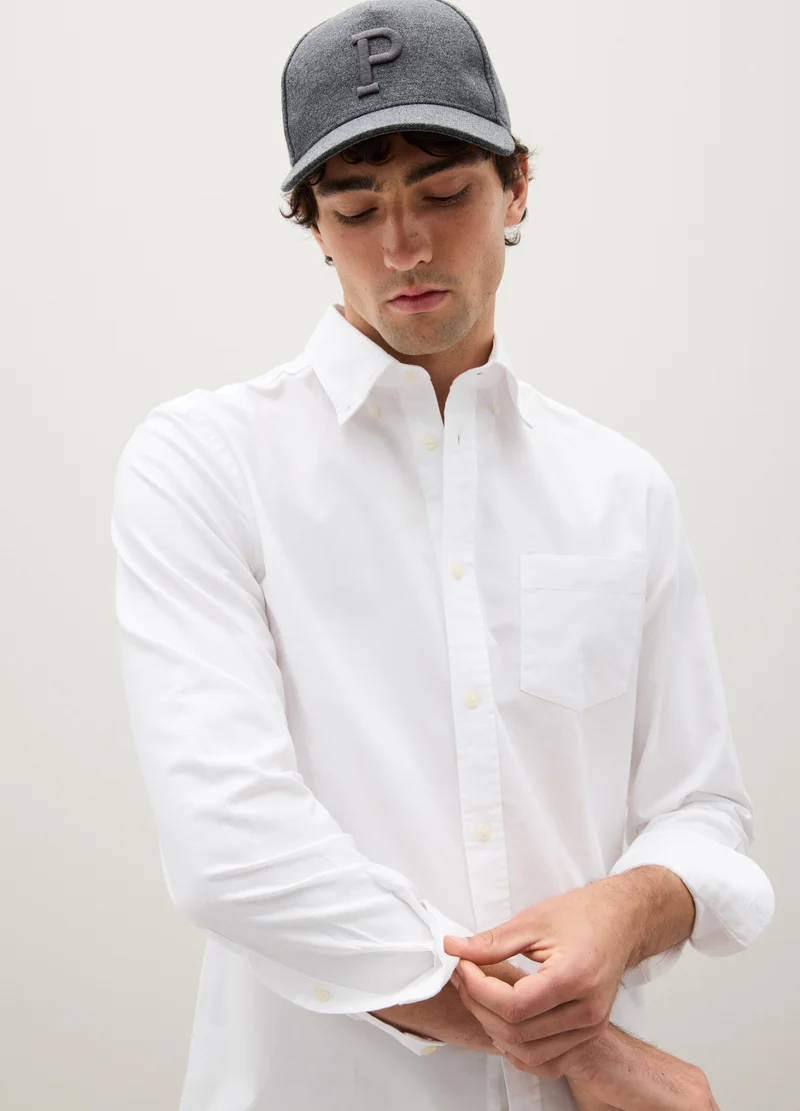 او في اس OXFORD COTTON SHIRT WITH BUTTON-DOWN COLLAR