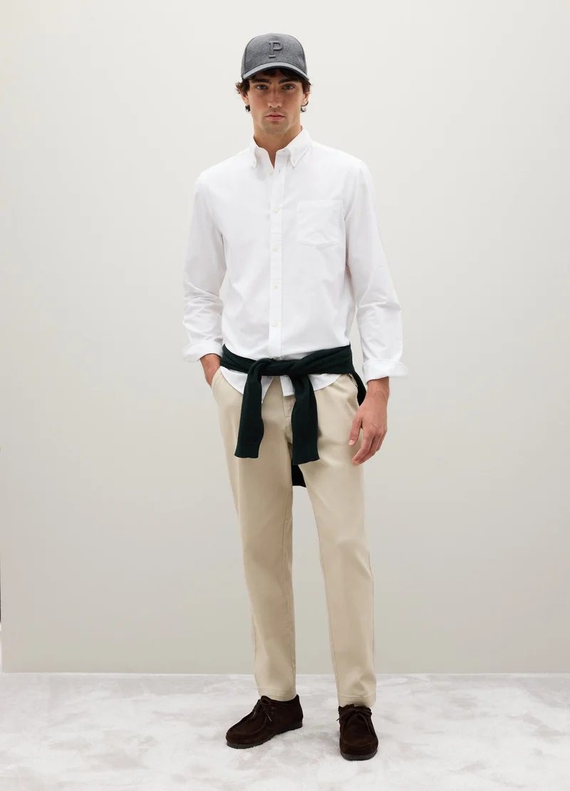 او في اس قميص أكسفورد قطن بياقة بأزرار