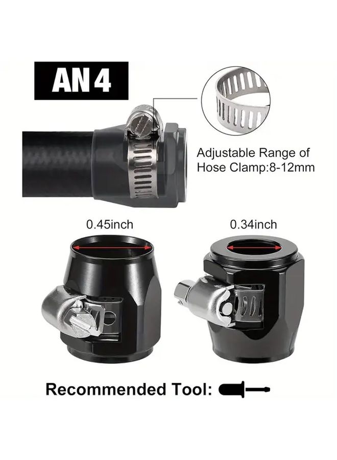 2Pcs AN8 Hose Finisher Clamp Aluminium Black For Stainless Braided Rubber Hoses End Finisher - Image 3