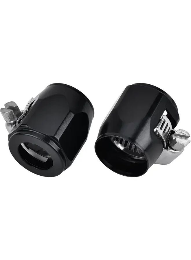 2Pcs AN8 Hose Finisher Clamp Aluminium Black For Stainless Braided Rubber Hoses End Finisher - Image 1