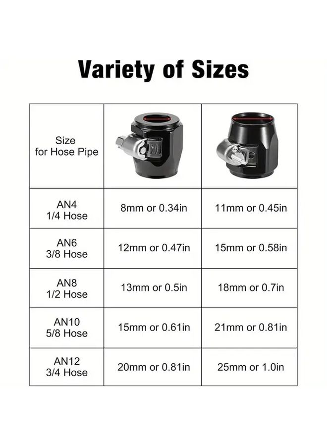 2Pcs AN8 Hose Finisher Clamp Aluminium Black For Stainless Braided Rubber Hoses End Finisher - Image 2