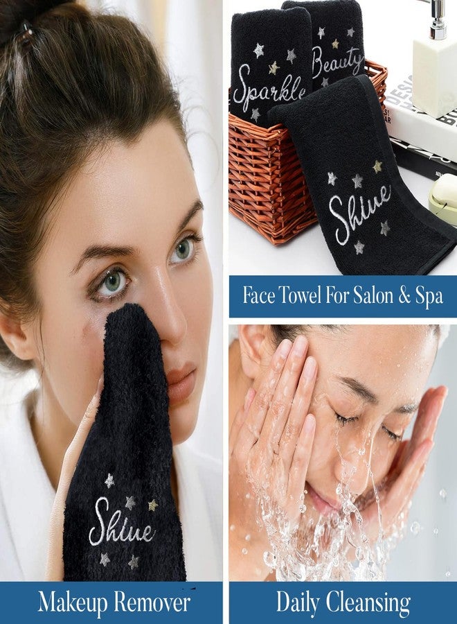 DAN RIVER Makeup Towel 100% Spun Cotton - (Pack of 6) Luxuriously Soft Reusable Makeup Remover Cloth, Facial Cleansing Cloth, of 6 13x13 Inch, Black Towels - Spark & Shine - Image 4