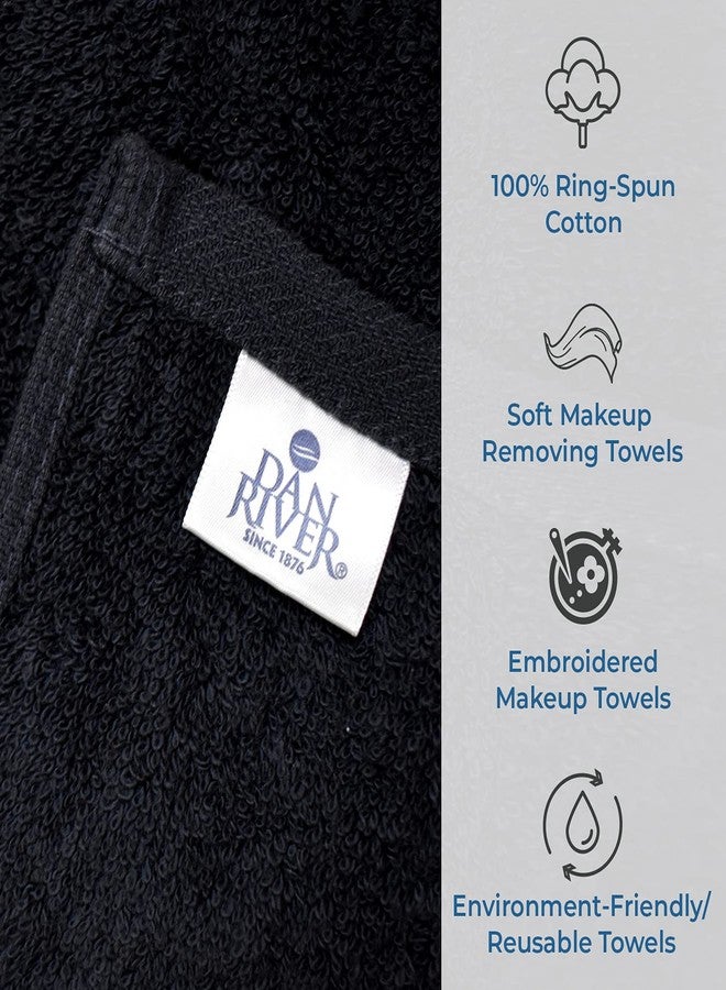 DAN RIVER Makeup Towel 100% Spun Cotton - (Pack of 6) Luxuriously Soft Reusable Makeup Remover Cloth, Facial Cleansing Cloth, of 6 13x13 Inch, Black Towels - Spark & Shine - Image 3
