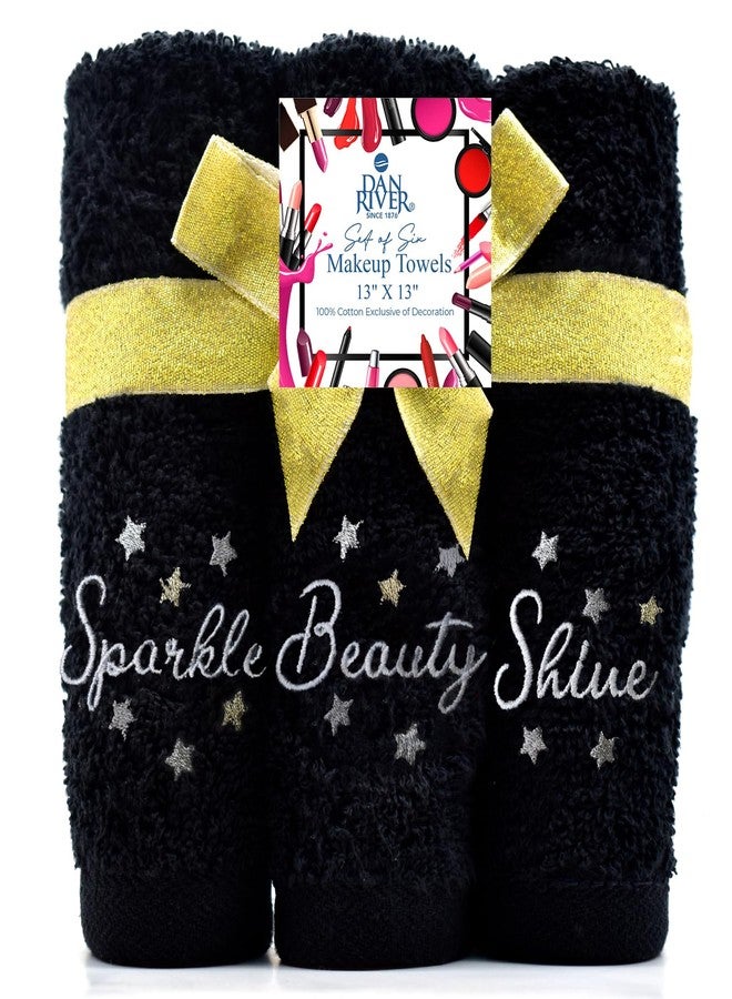DAN RIVER Makeup Towel 100% Spun Cotton - (Pack of 6) Luxuriously Soft Reusable Makeup Remover Cloth, Facial Cleansing Cloth, of 6 13x13 Inch, Black Towels - Spark & Shine - Image 2