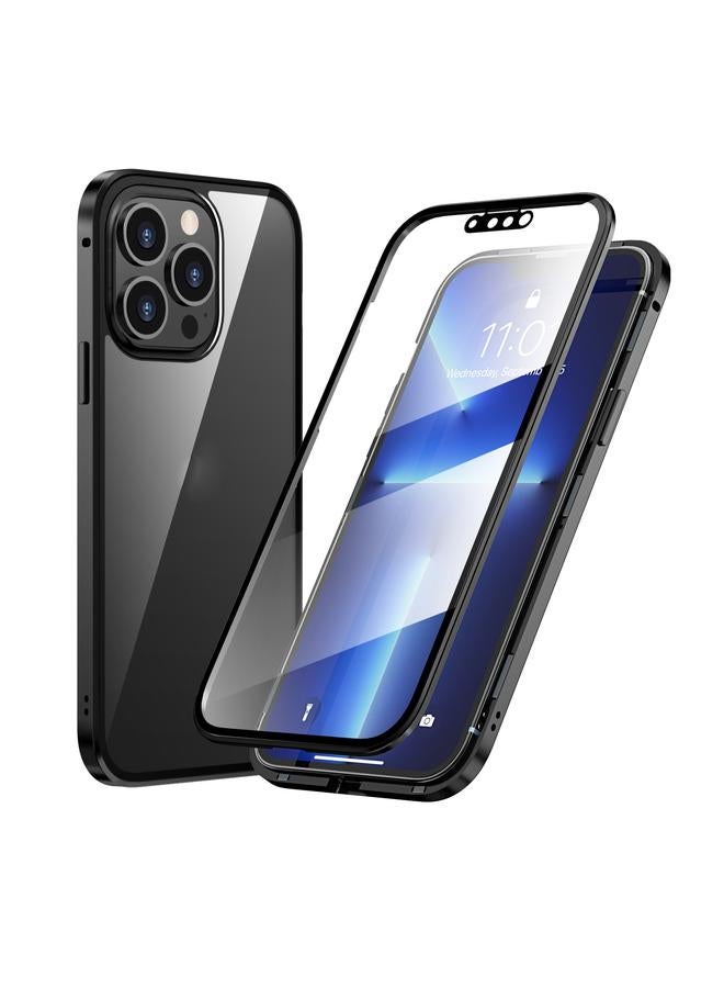 S-TOP Case For iPhone 13 Pro Max HD Magnetic Metal Frame Double-sided Tempered Glass Phone Case - Image 1