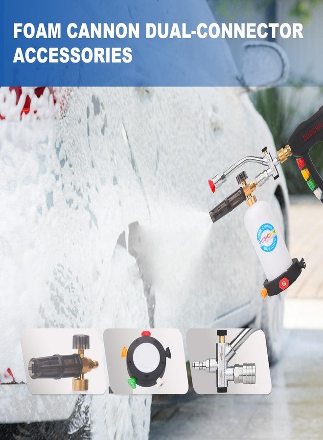 DUSICHIN Foam Cannon Snow Foam Lance Dual Ended Shift Valve For Pressure Washer, 5 Nozzle Tip Holder Dual Connector Wide Mouth Soap Cannon 5 Power Washer Sprayer Nozzles 1/4" Quick Connect Soap Cannon - Image 2