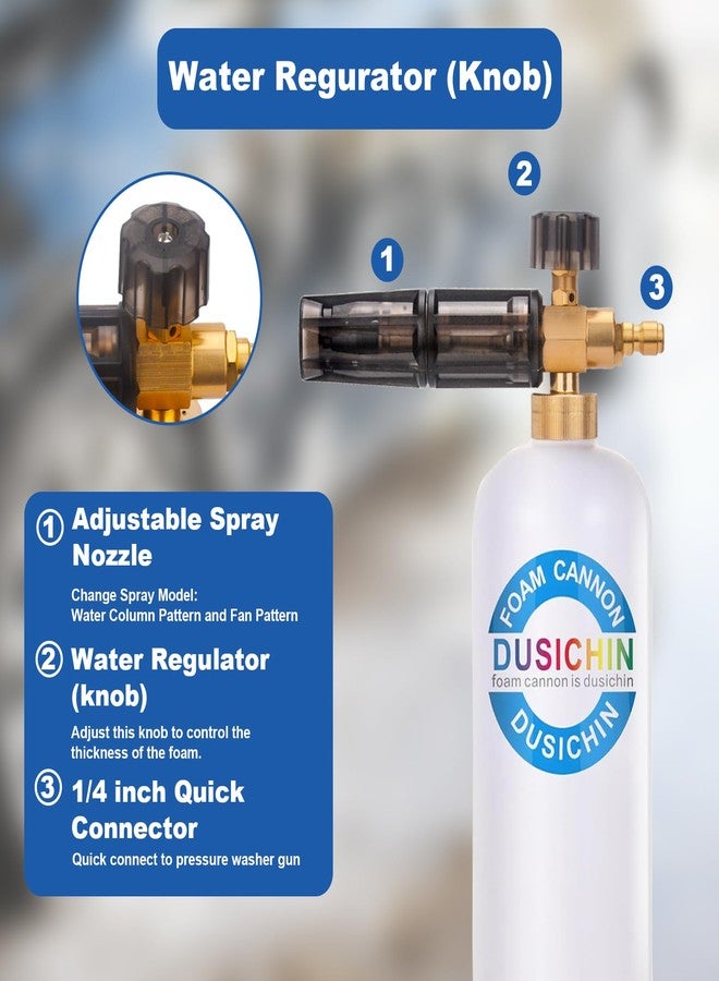 DUSICHIN Foam Cannon Snow Foam Lance Dual Ended Shift Valve For Pressure Washer, 5 Nozzle Tip Holder Dual Connector Wide Mouth Soap Cannon 5 Power Washer Sprayer Nozzles 1/4" Quick Connect Soap Cannon - Image 5