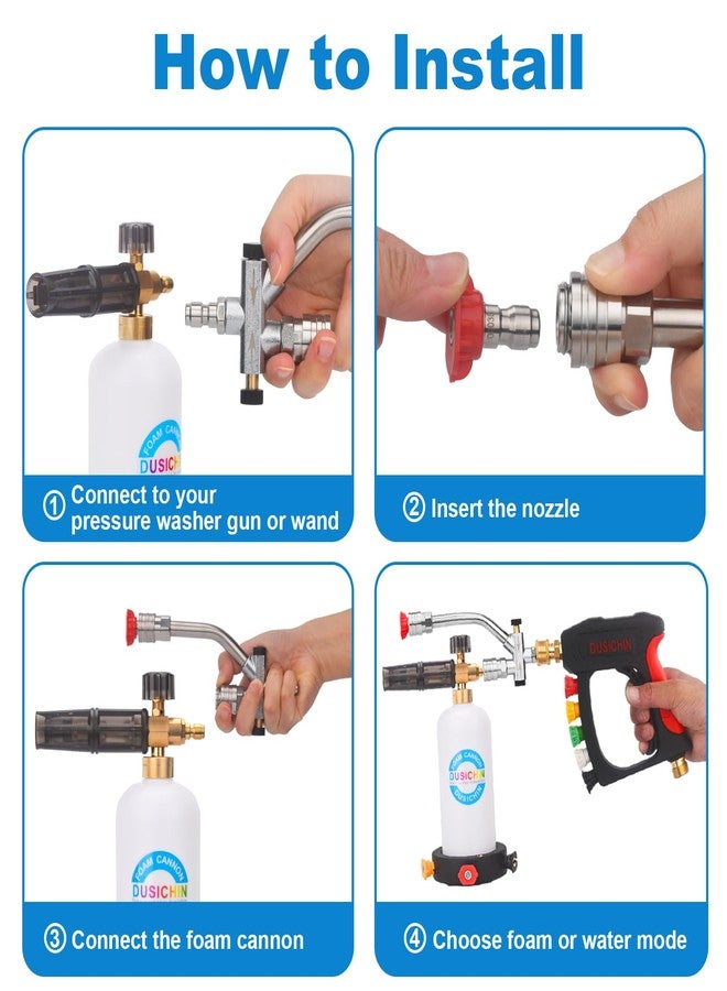 DUSICHIN Foam Cannon Snow Foam Lance Dual Ended Shift Valve For Pressure Washer, 5 Nozzle Tip Holder Dual Connector Wide Mouth Soap Cannon 5 Power Washer Sprayer Nozzles 1/4" Quick Connect Soap Cannon - Image 4