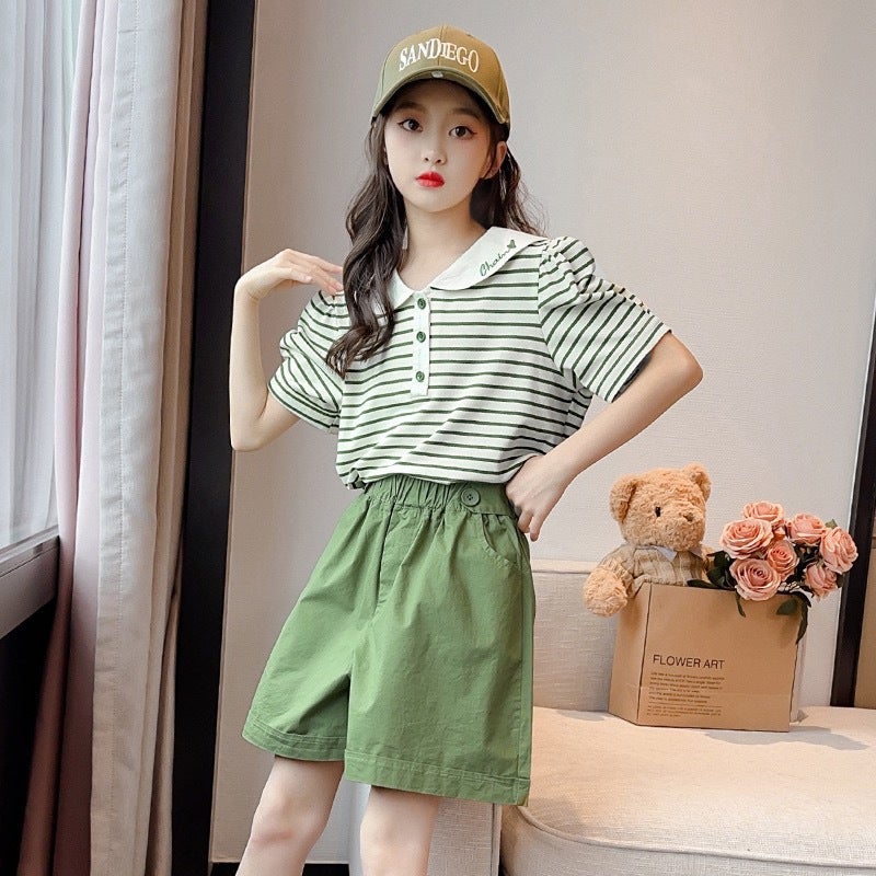2024 Toddler Girls Casual Summer Outfit Green 